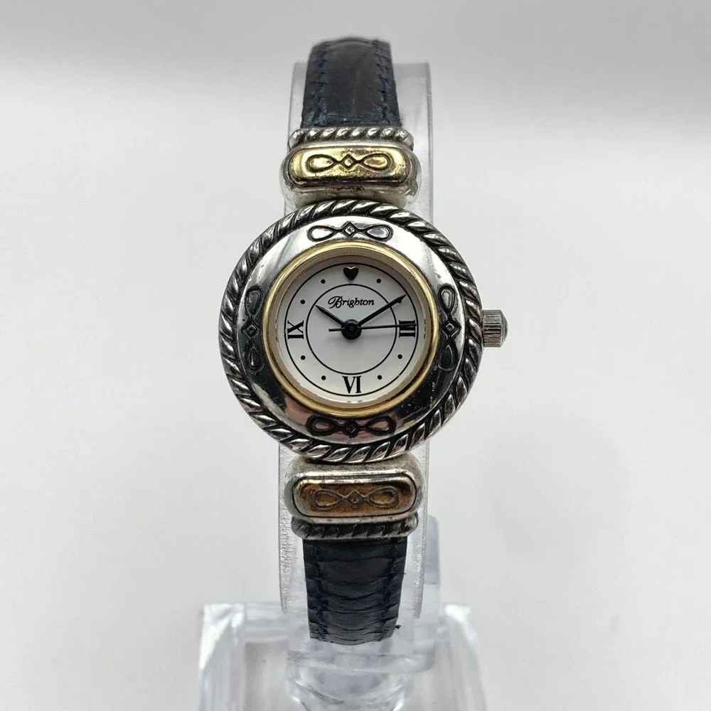 Brighton Cody Women's Watch 24mm Silver Gold Tone Reversible New Battery 7.5
